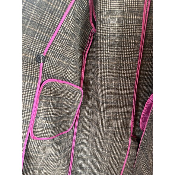 ANTHROPOLOGIE x AVEC LES FILLES Coat Wool Plaid Double Face Brown Oversized look - Picture 10 of 15